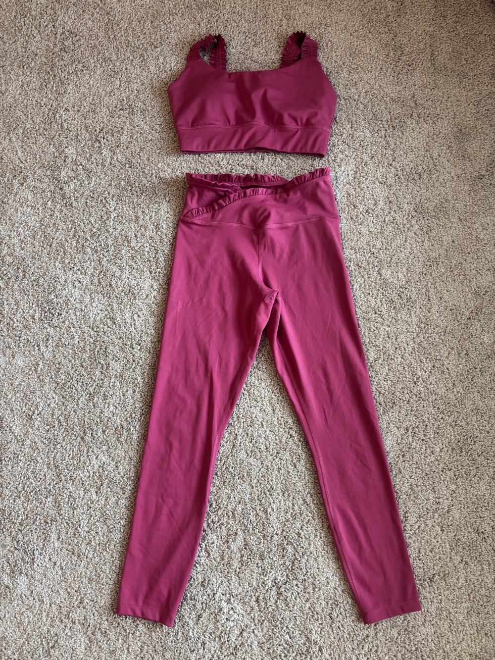 NWOT Sincerely Jules Active Raspberry Pink Ruffle Workout Set